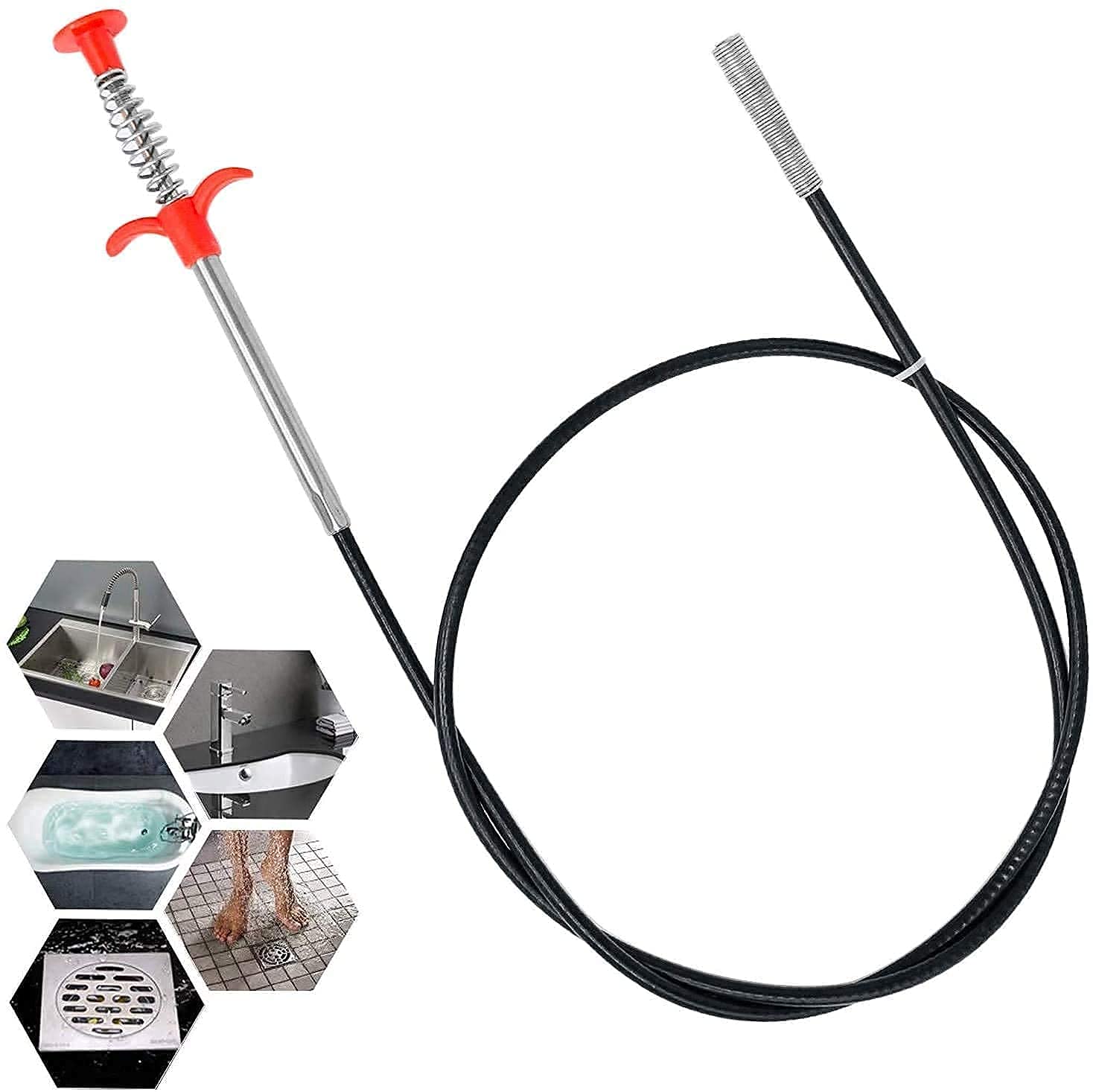 BeyRek Drain Cleaner Wire Stick - 160cm Basin Pipe Cleaner Tool for Hair Clog Removal | Sink & Shower Drain Unclogger | Perfect for Bathroom, Kitchen & Home Plumbing Maintenance