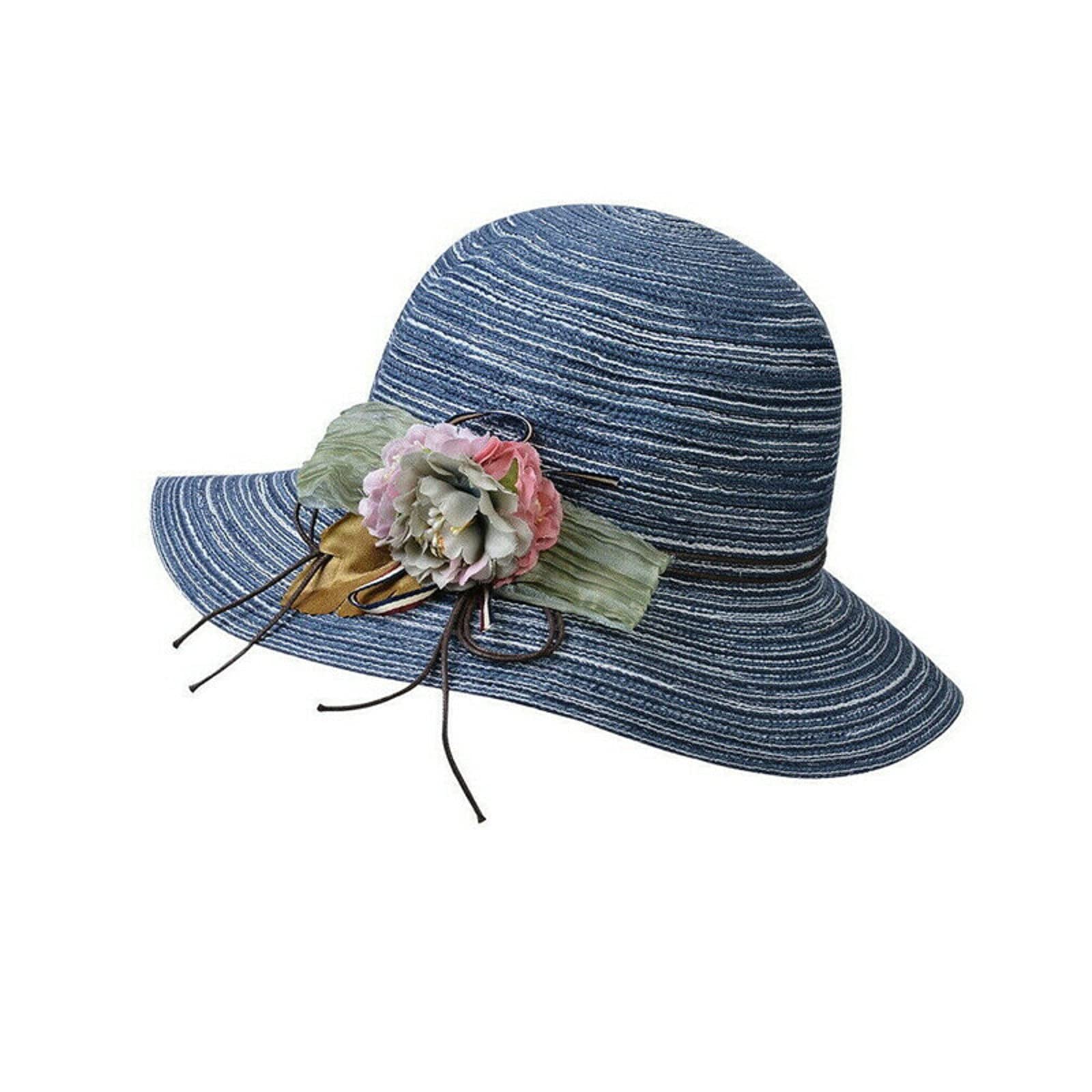Women's Elegant Wide Brim Straw Beach Hat - UPF 50+ Sun Protection, Foldable & Adjustable Chin Strap - Perfect for Summer Travel, Vacations & Outdoor Activities