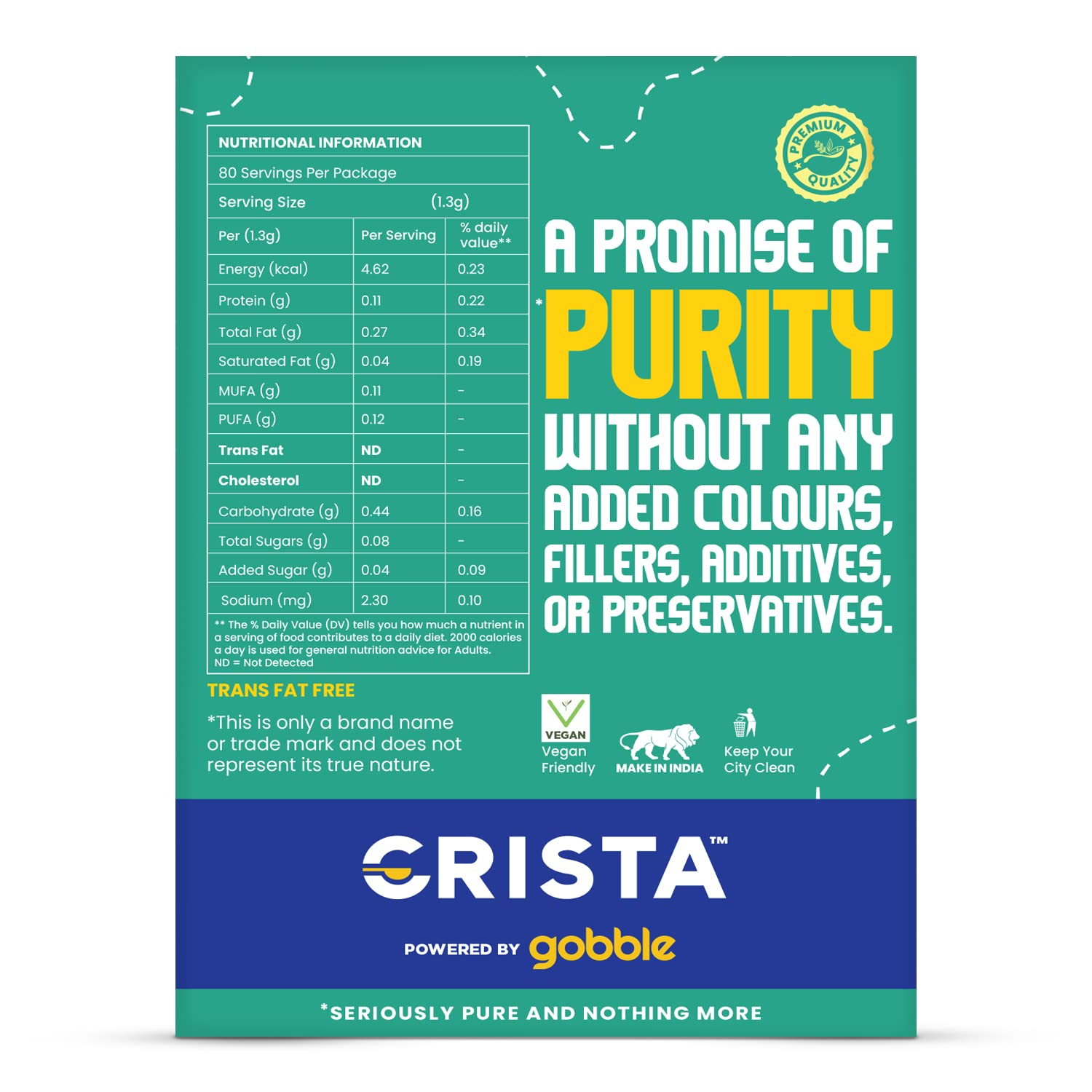 CRISTA Toasty Za’atar Spice Mix Blend | Authentic Middle Eastern Seasoning | Vegan, Gluten-Free, No Onion, No Garlic | 100g | Trans Fat Free, No Additives or Preservatives | Perfect for Hummus, Flatbread & Mediterranean Dishes