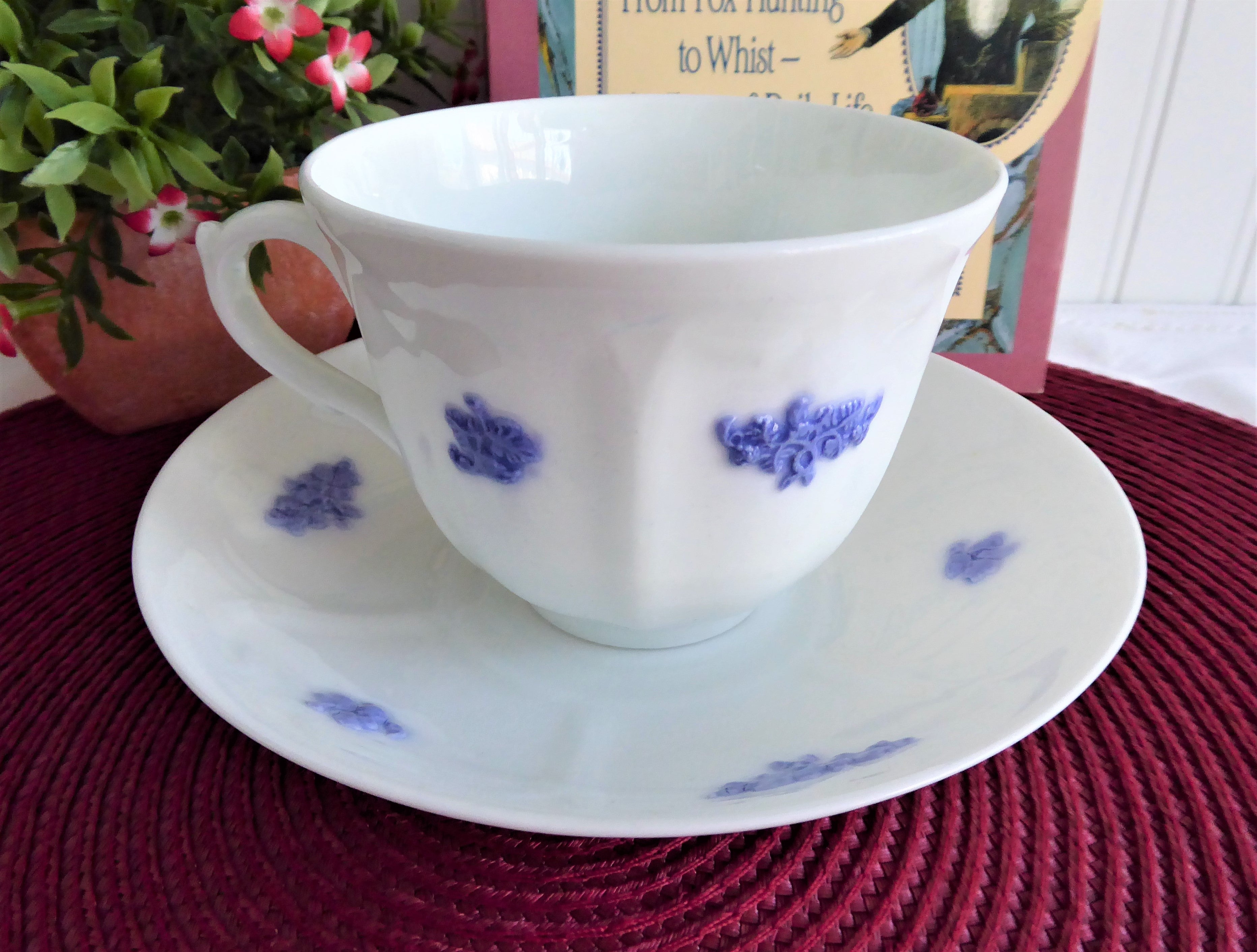 Vintage Adderleys Blue Chelsea Cup and Saucer Set - Sprigged Ironstone China from 1890s - Perfect for Afternoon Tea, Collectible Antique English Tableware