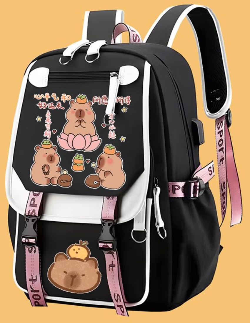 Cute Cartoon Capybara Backpack - Lightweight Waterproof Daypack for Women & Girls | Perfect for School, Travel & Outdoor Adventures (Style A)