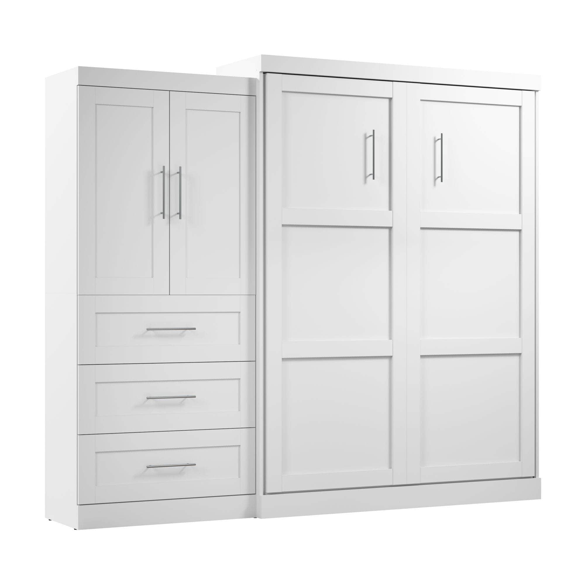 Pur Queen Murphy Wall Bed with Storage Drawers (101 Inch) - 4 Color Options | Space-Saving Wall Bed for Small Apartments, Guest Rooms & Home Offices