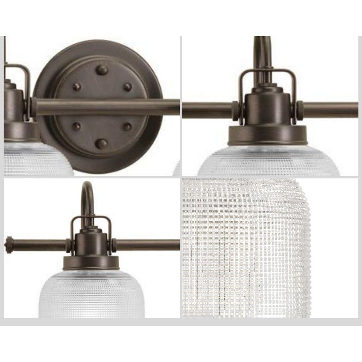 Archie Collection 4-Light Clear Double Prismatic Glass Coastal Bathroom Vanity Light Fixture in Venetian Bronze - Perfect for Coastal Style Bathrooms, Powder Rooms & Beach House Decor