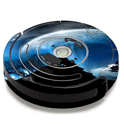 Premium Skin Decal Vinyl Wrap for iRobot Roomba 650 & 655 Robot Vacuum - Howling Wolf Moon Design | Easy Installation, Durable Protection | Perfect for Home & Office Use