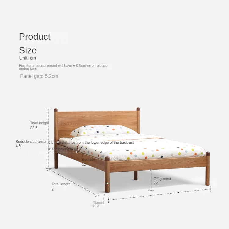 Solid Oak Wood Kids Bed - Sturdy & Safe Children's Bedroom Furniture for Toddlers & Teens - Perfect for Bedrooms, Daycare, and Guest Rooms