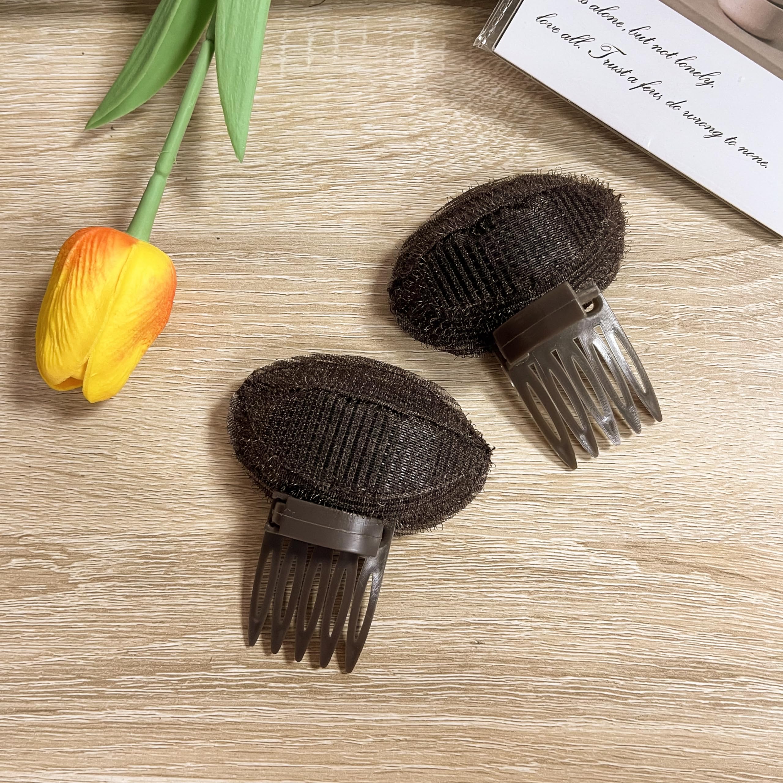 Invisible Hair Clip Comb for Volume Styling - Hair Bump Insert Tool with False Hair Pads & Extensions Accessories (Brown) | Perfect for Weddings, Parties & Everyday Hairstyles