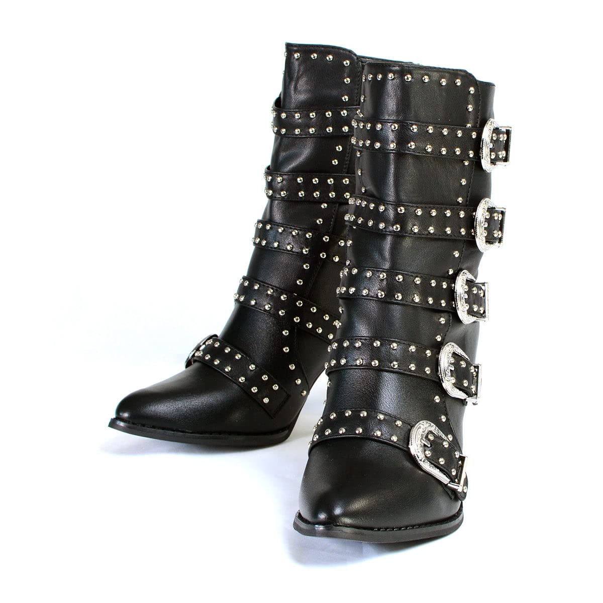 Milwaukee Leather MBL9428 Women's Black Studded Fashion Boots with Buckle Detail - Stylish Ankle Boots for Casual Outfits & Night Out