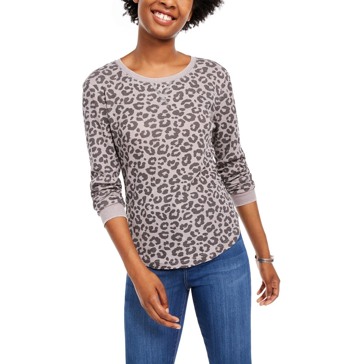 Ultra Flirt Women's Juniors Waffle Knit Crewneck Casual T-Shirt - Soft & Comfortable Everyday Wear for Teens & Young Adults