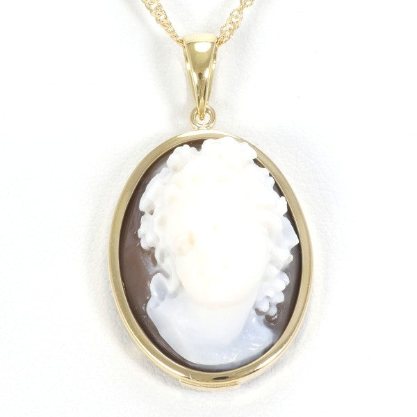 18K Yellow Gold Shell Cameo Necklace - Vintage Italian Cameo Pendant Jewelry for Women - Perfect Gift for Mother's Day, Anniversary & Special Occasions