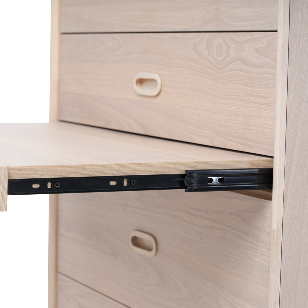 HAYTON 70cm Tall Sideboard - White Oak Solid Wood Buffet Cabinet for Dining Room, Living Room & Entryway Storage