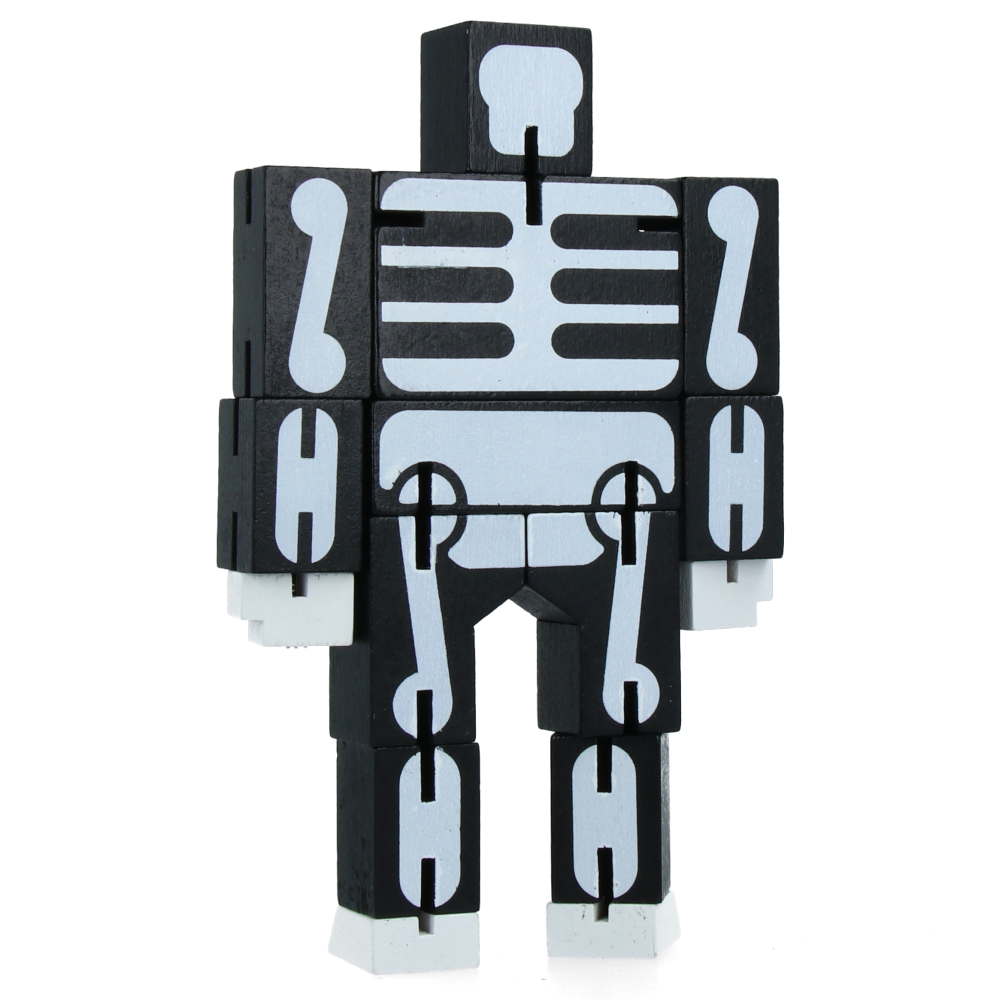 Cubebot Small Black/Skeleton Wooden Puzzle Toy - Fun Brain Teaser for Kids & Adults - Perfect for Office Desk, Stress Relief & Educational Play