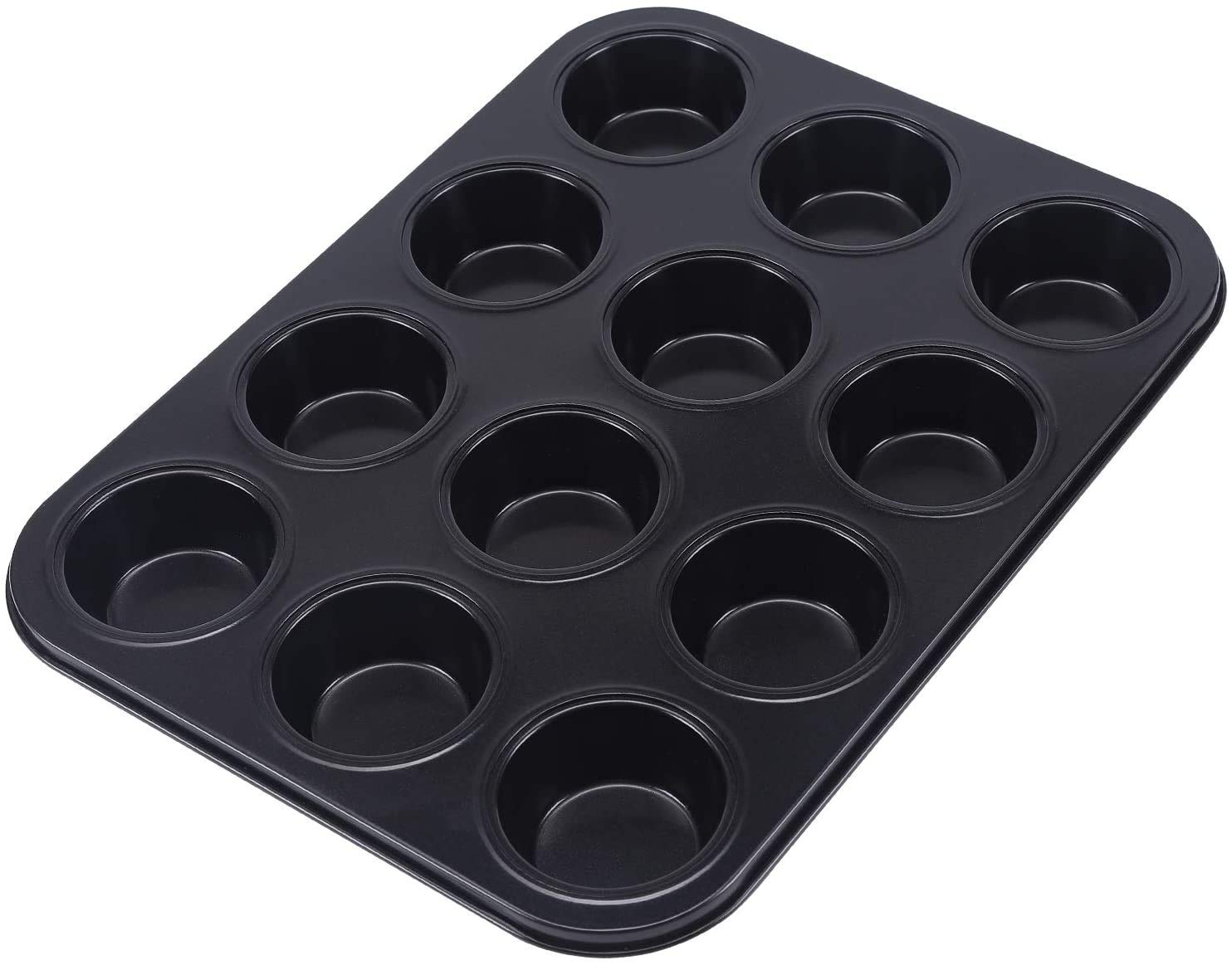 NF 12-Cavity Non-Stick Muffin & Cupcake Pan - Premium Carbon Steel Baking Tray for Muffins, Cupcakes, Brownies & Mini Pies - Oven-Safe Bakeware for Home Bakers & Professional Kitchens - Perfect for Parties, Holidays & Everyday Baking