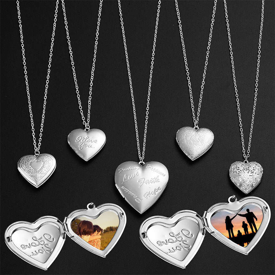 Personalized Heart Photo Pendant Necklace for Women - Custom Engraved Love Jewelry - Valentine's Day Gift for Her - Perfect for Anniversaries, Romantic Dates & Family Keepsakes