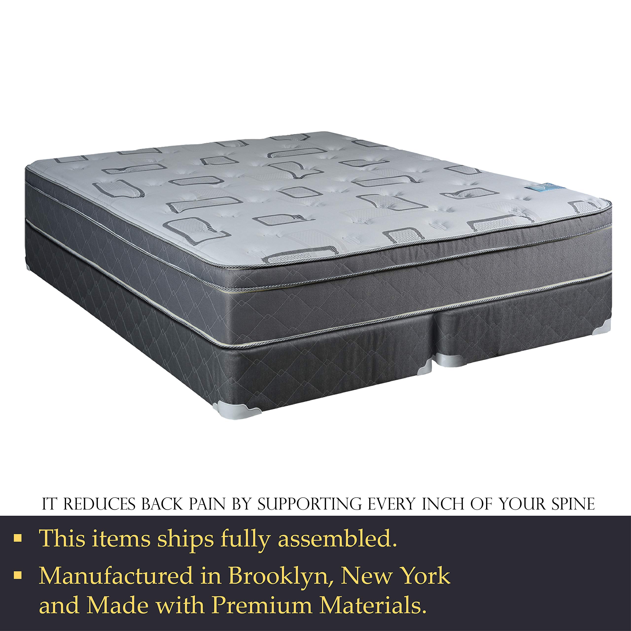 Medium Plush Foam Encased Hybrid Eurotop Pillowtop Innerspring Mattress & 8
