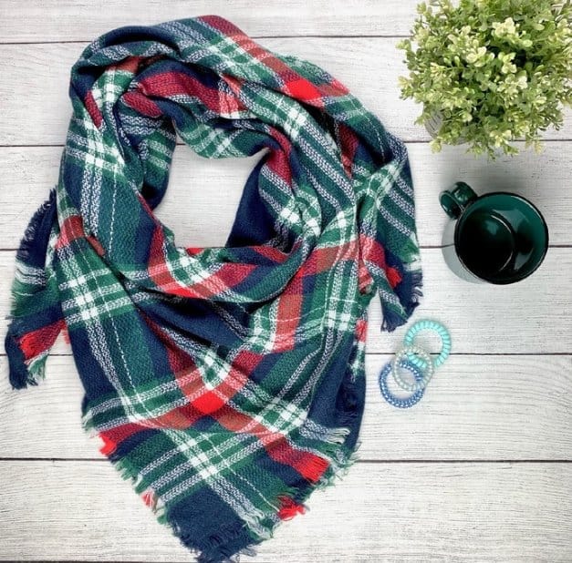 Stylish Navy Red and Green Blanket Scarf - Soft Winter Wrap for Women & Men - Perfect for Outdoor Activities, Travel, and Cozy Home Use