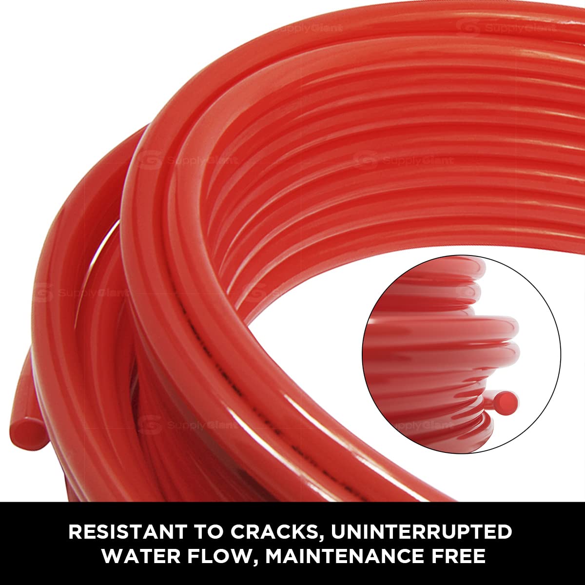 1/2 Inch x 500 Feet PEX-A Oxygen Barrier Tubing - Flexible PEX Pipe for Hydronic Radiant Floor Heating Systems - Red PEX Tubing Coil - Ideal for Home Heating, Snow Melting & Underfloor Heating Applications