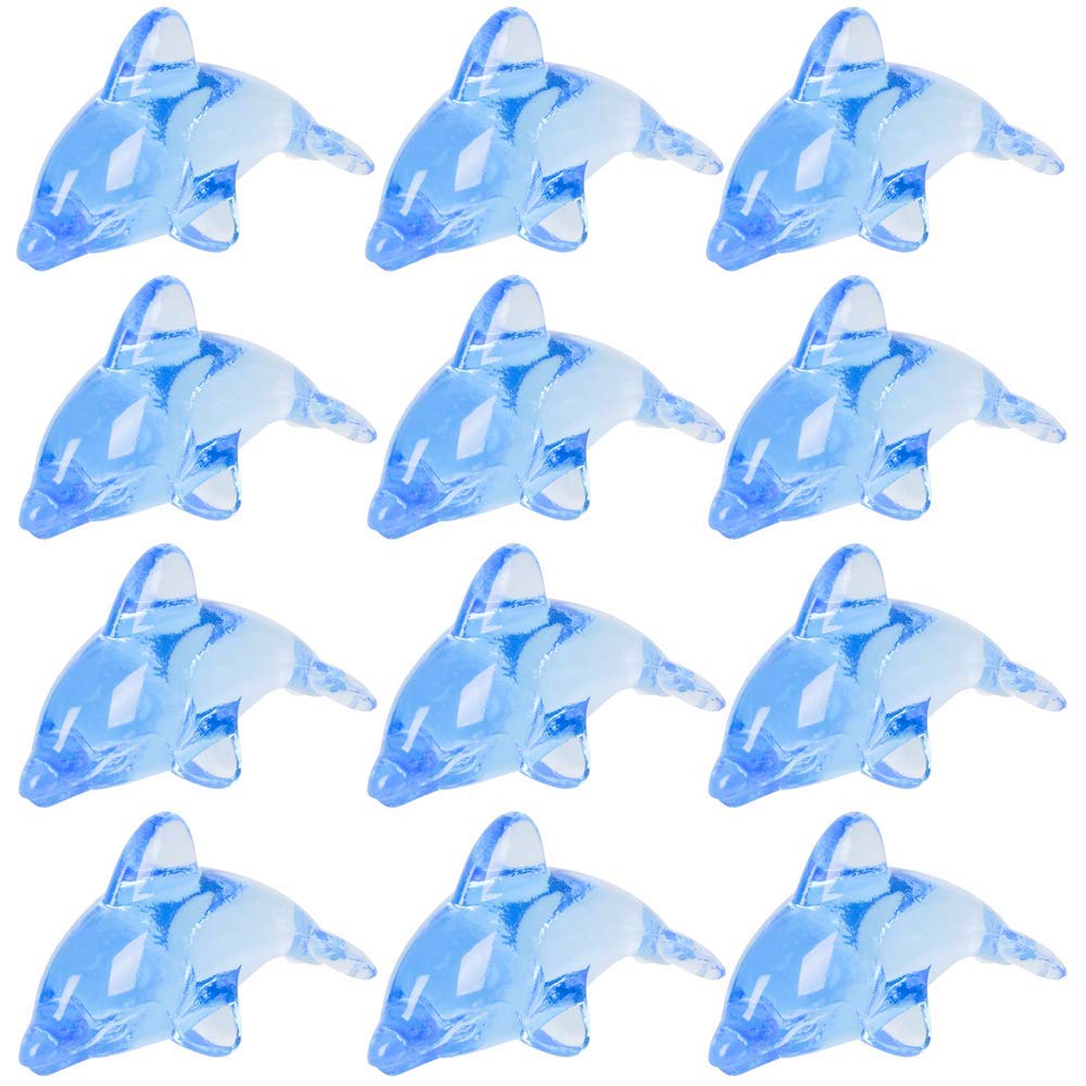 ArtCreativity 24-Piece Mini Acrylic Dolphin Cake Toppers Set - 2 Inch Ocean-Themed Cupcake Decorations for Mermaid, Nautical & Baby Shower Parties | Perfect for Beach Birthday Cakes, Underwater-Themed Desserts & Party Favors
