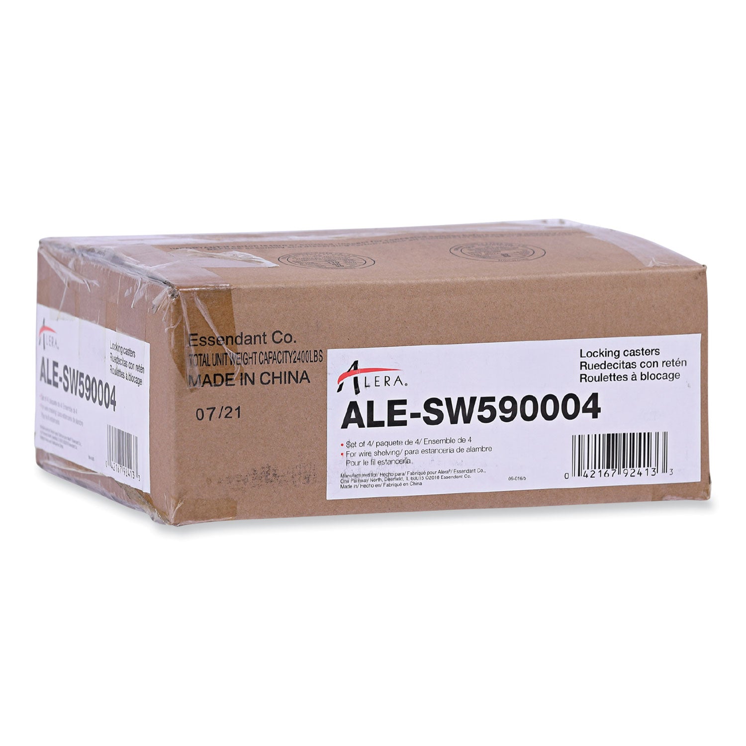 **Alera® Wire Shelving Casters with Hooded Design - 5-Wheel Set (2 Locking, Black) for Secure Mobility in Warehouses & Retail Storage**
