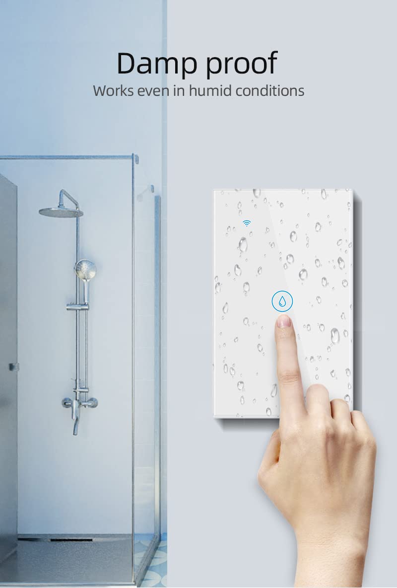 Smart Light Switch with WiFi & Touch Control - HomeKit, Alexa, Google Assistant Compatible, No Hub Required, Glass Panel Design, 2 Gang, White | Perfect for Modern Homes & Smart Lighting Automation