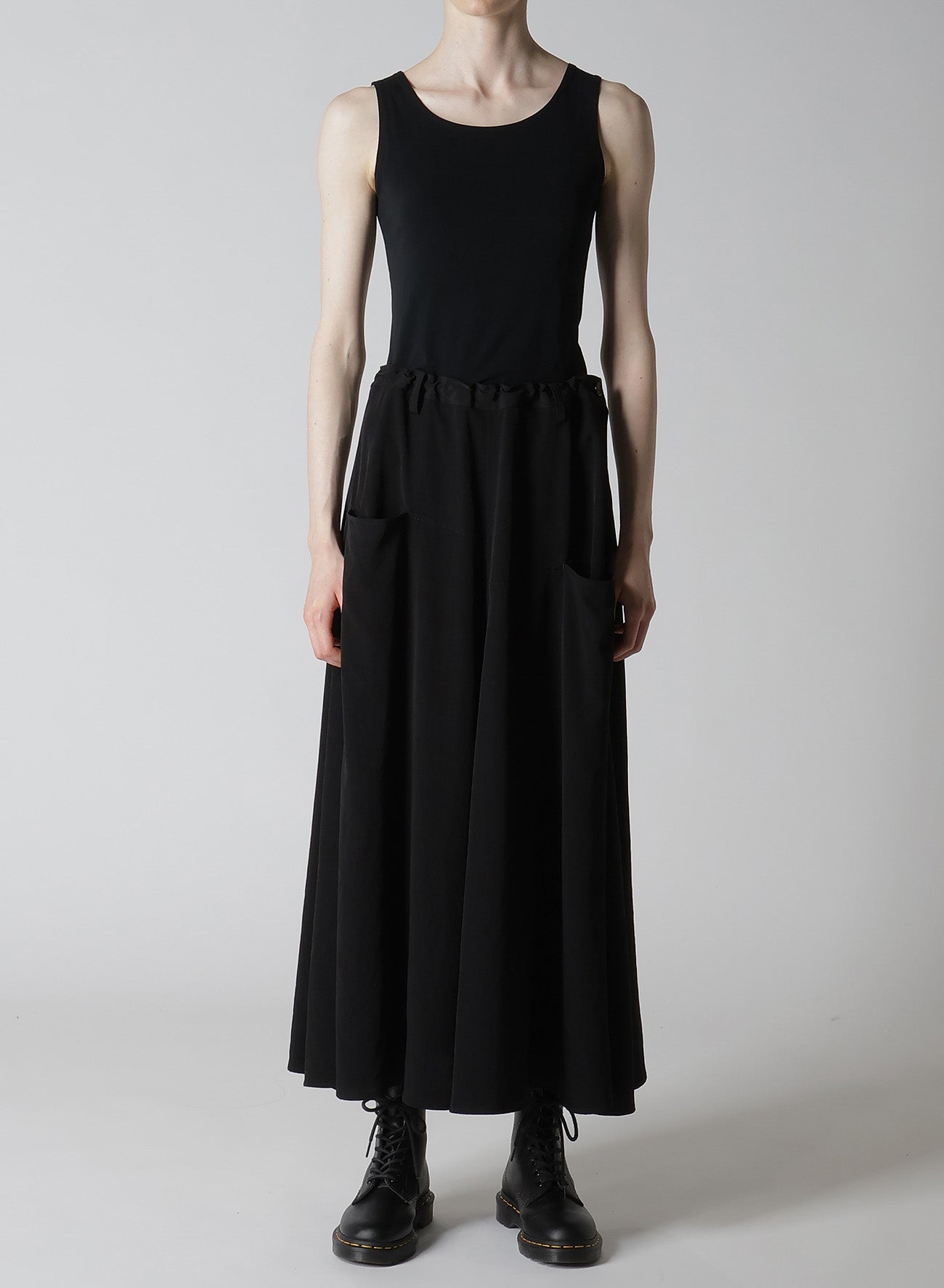 Elegant Crepe de Chine Front Panel Pocket Skirt - Women's Flowy Midi Skirt for Office, Party & Casual Wear