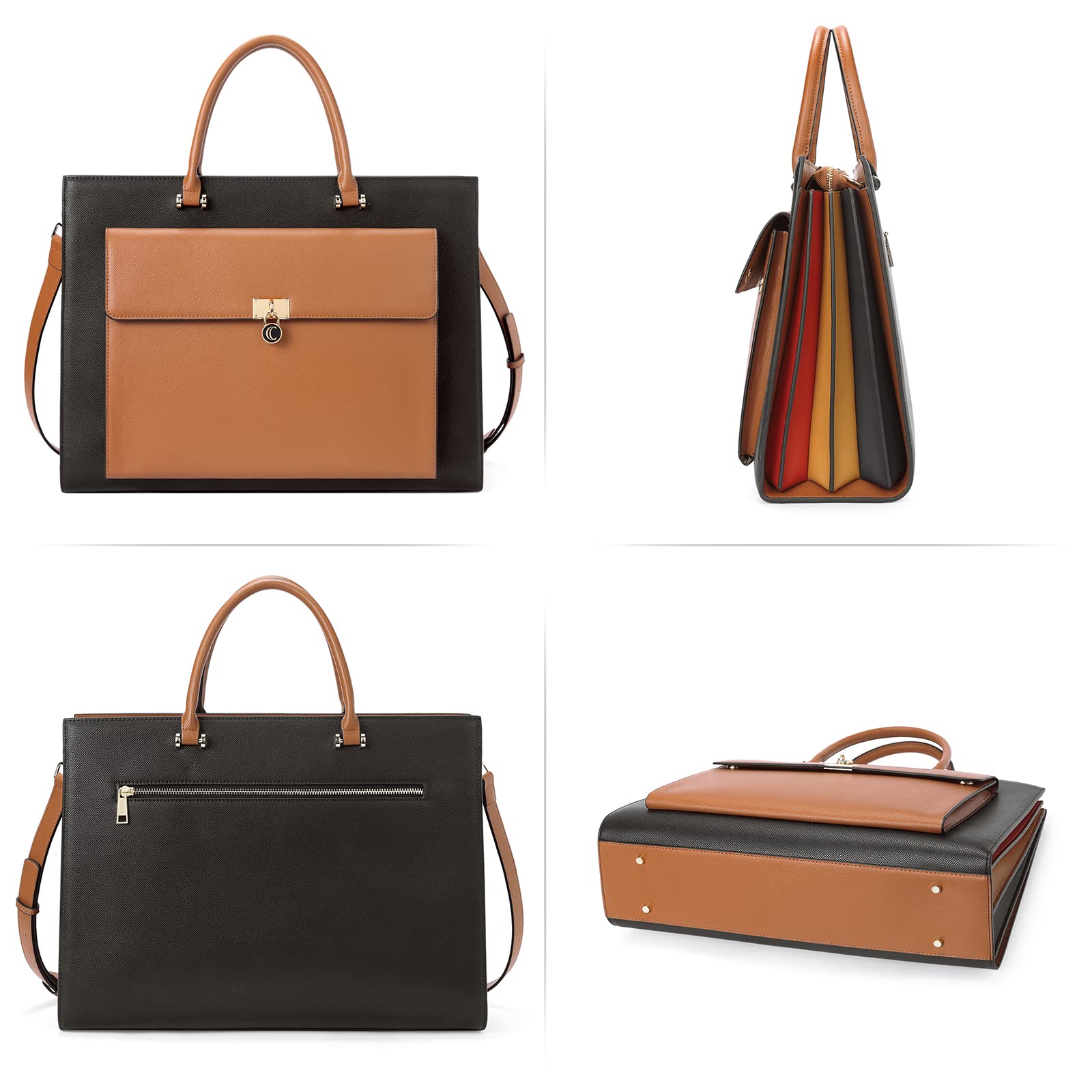 CLUCI Vegan Leather Women's Briefcase - 15.6 Inch Laptop Bag with Large Pockets, Professional Business Shoulder Bag for Work, Office & Travel Accessories