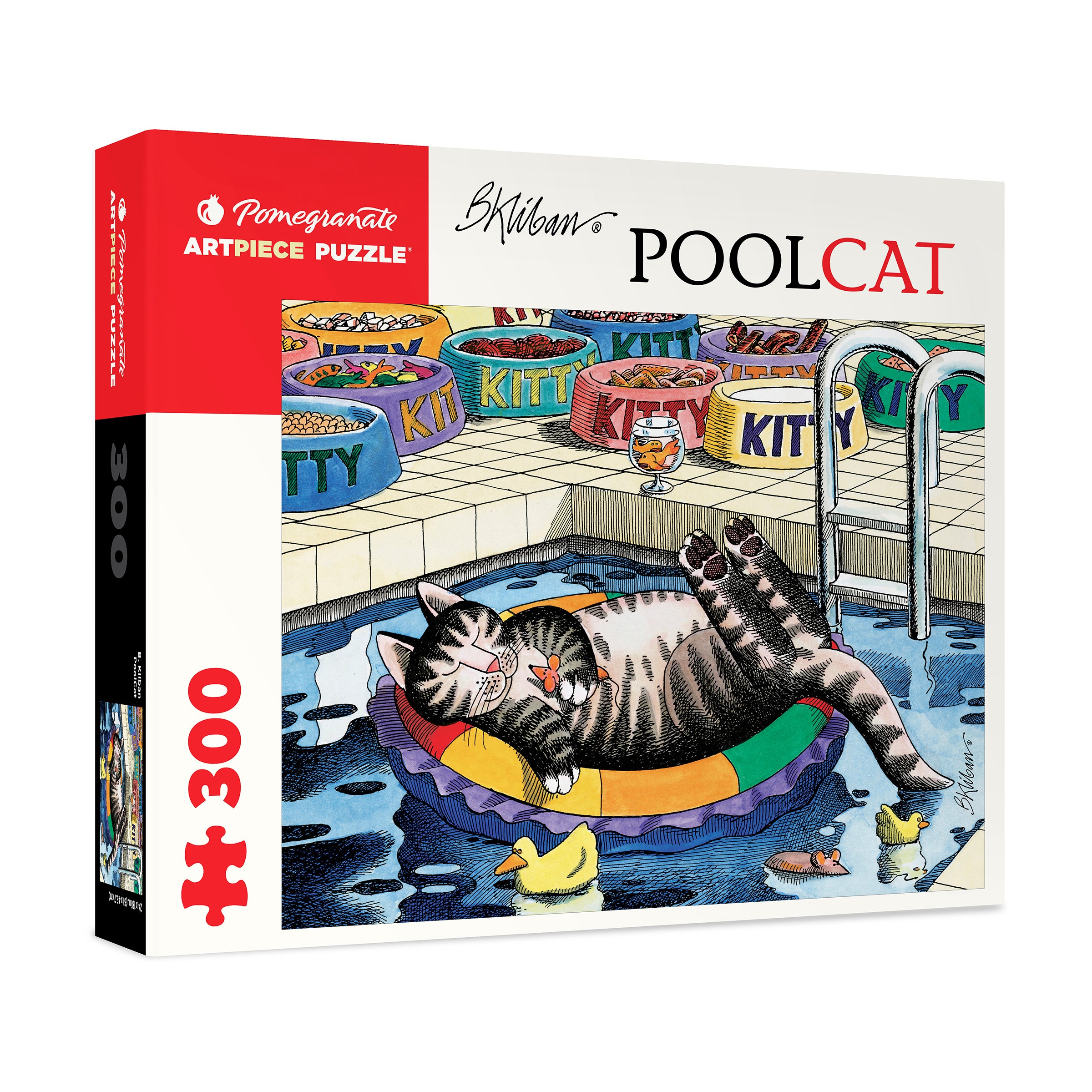 B. Kliban Pool Cat Theme 300-Piece Jigsaw Puzzle - Fun Family Game Night Activity & Home Decor for Cat Lovers