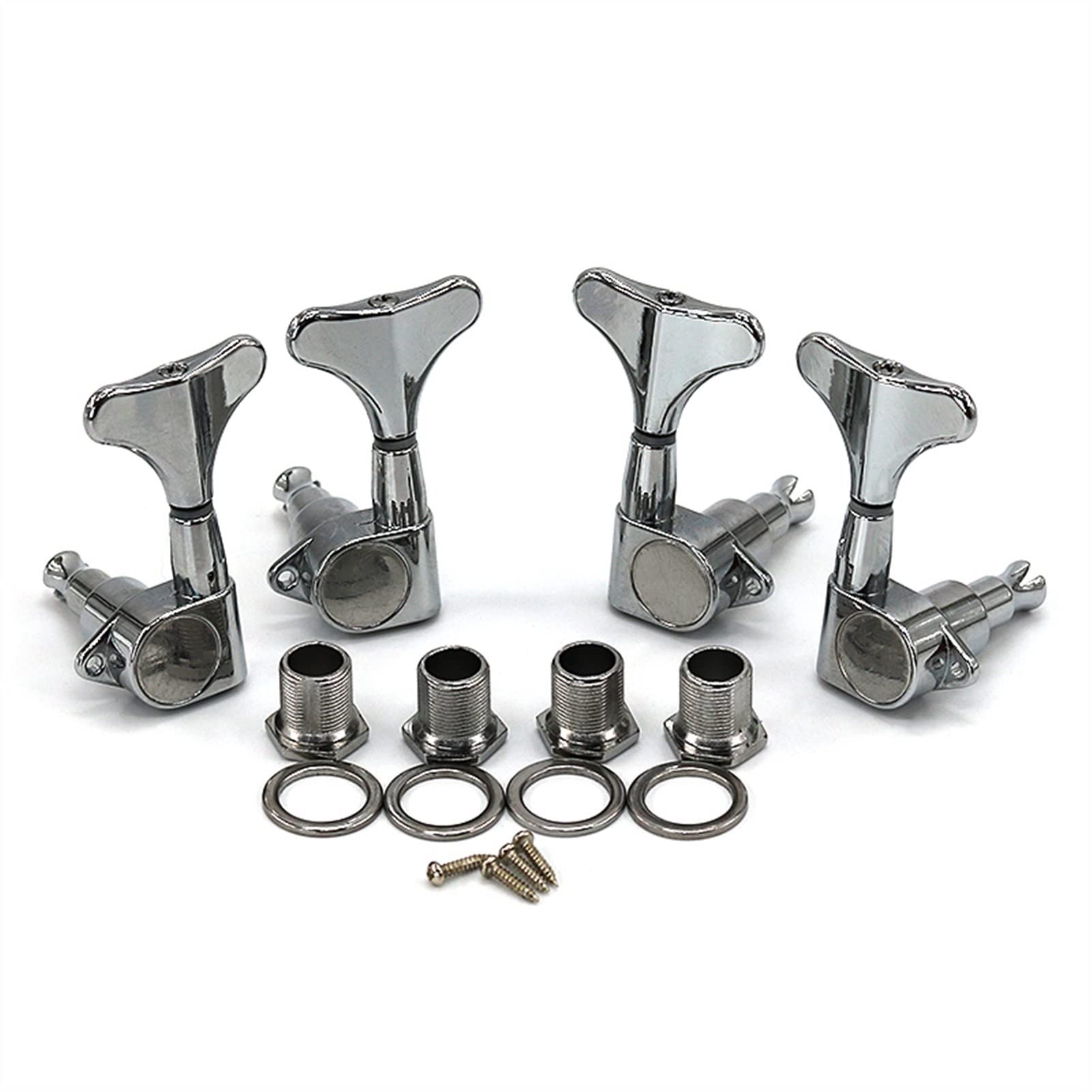 Premium Silver Electric Bass Guitar Tuning Pegs - J Bass Tuning Knob & String Reel Accessories for Smooth String Adjustment | Perfect for Live Performances, Studio Recording & Home Practice