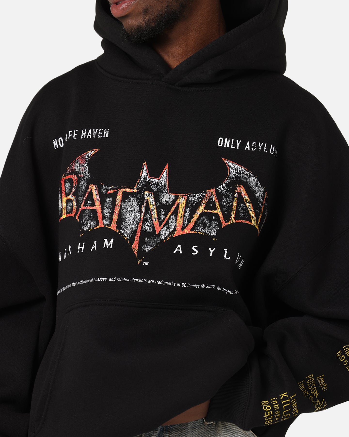 73 Studio X DC Batman Arkham Asylum Premium Hoodie Black - Official Licensed Batman Hooded Sweatshirt for Men & Women - Perfect for Cosplay, Gaming & Comic Con Events
