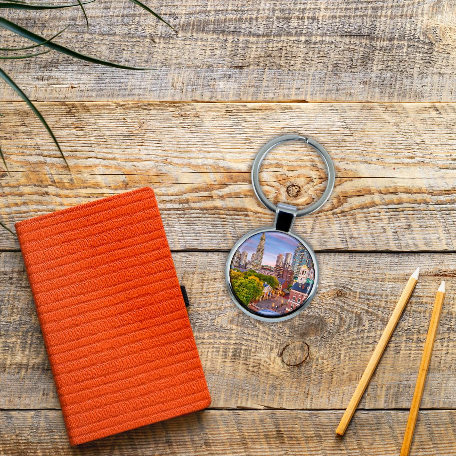 Boston Souvenir Keychain - Durable Epoxy Dome & Metal Keyring for Keys, Gifts, Travel Accessories | Perfect for Boston Lovers, Tourists & Collectors