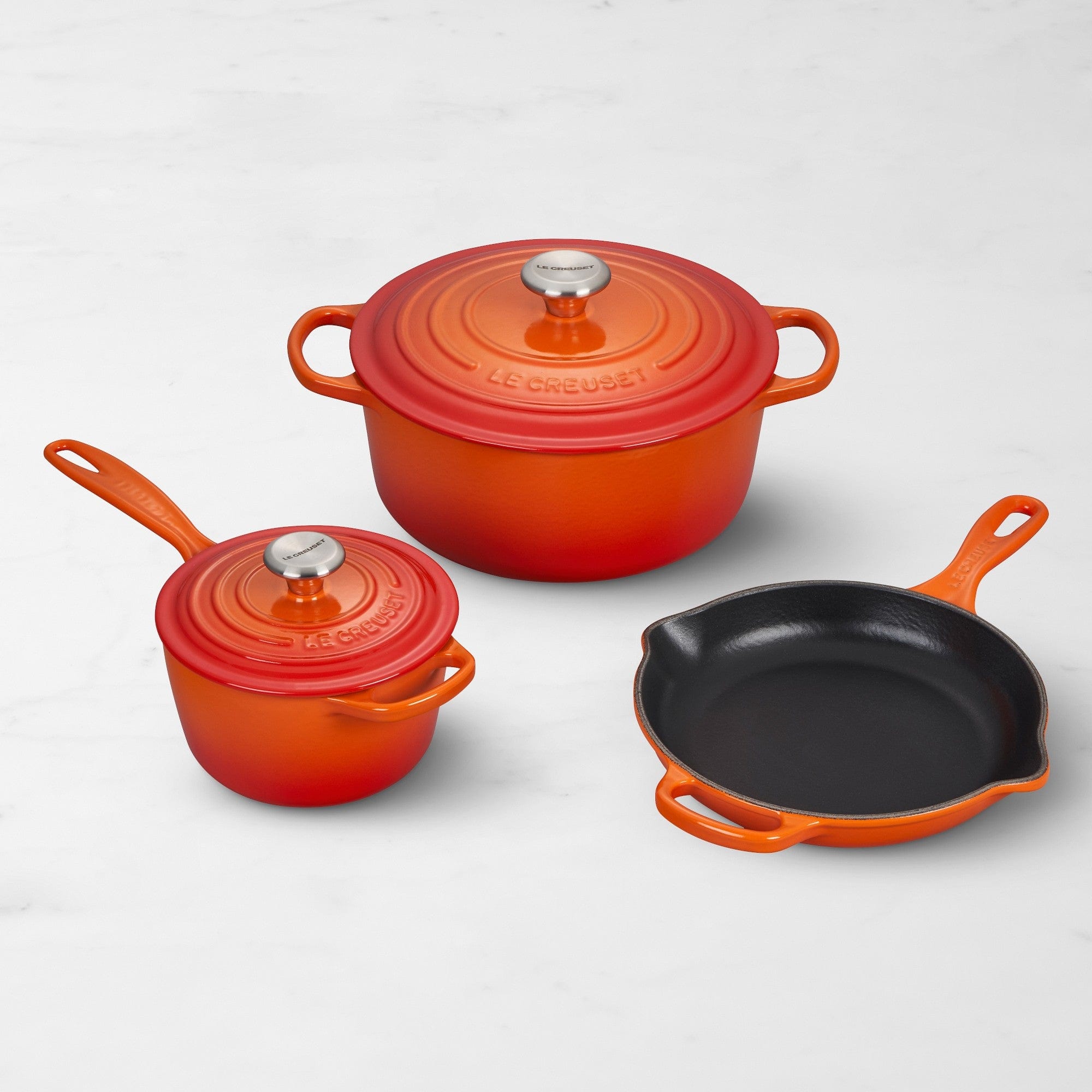 Le Creuset 5-Piece Enameled Cast Iron Cookware Set - Dutch Oven, Skillet & More for Baking, Roasting & Slow Cooking - Perfect for Home Chefs & Gourmet Kitchens