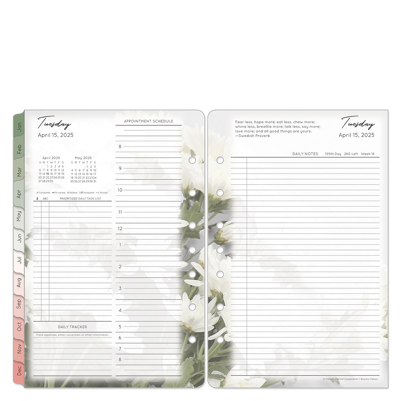 FranklinCovey 2 Page Per Day Planner 2025-2026 - Ring Bound Organizer with Monthly & Weekly Views, Classic Black Cover - Perfect for Business Professionals & Students (April 2025 - March 2026)
