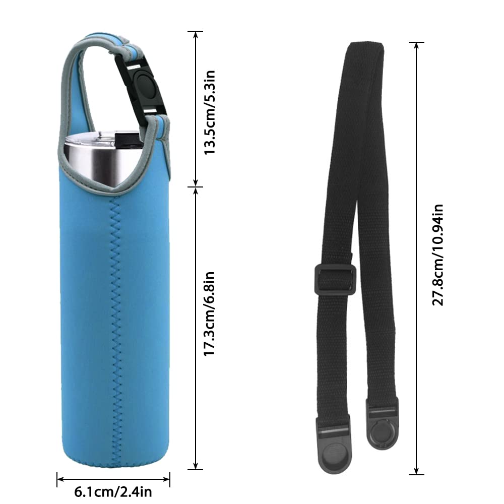 DanziX 4 Pack Insulated Neoprene Water Bottle Carrier with Adjustable Shoulder Straps - Fits 16oz to 20oz Sports Bottles (Blue) - Perfect for Gym, Hiking, Camping & Outdoor Activities