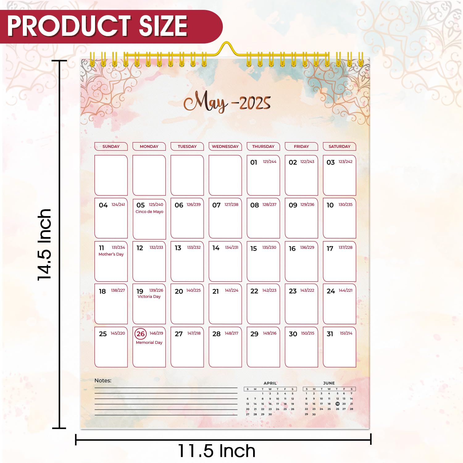 2025 Wall Calendar - January to December 2025 Monthly Planner | 11.5