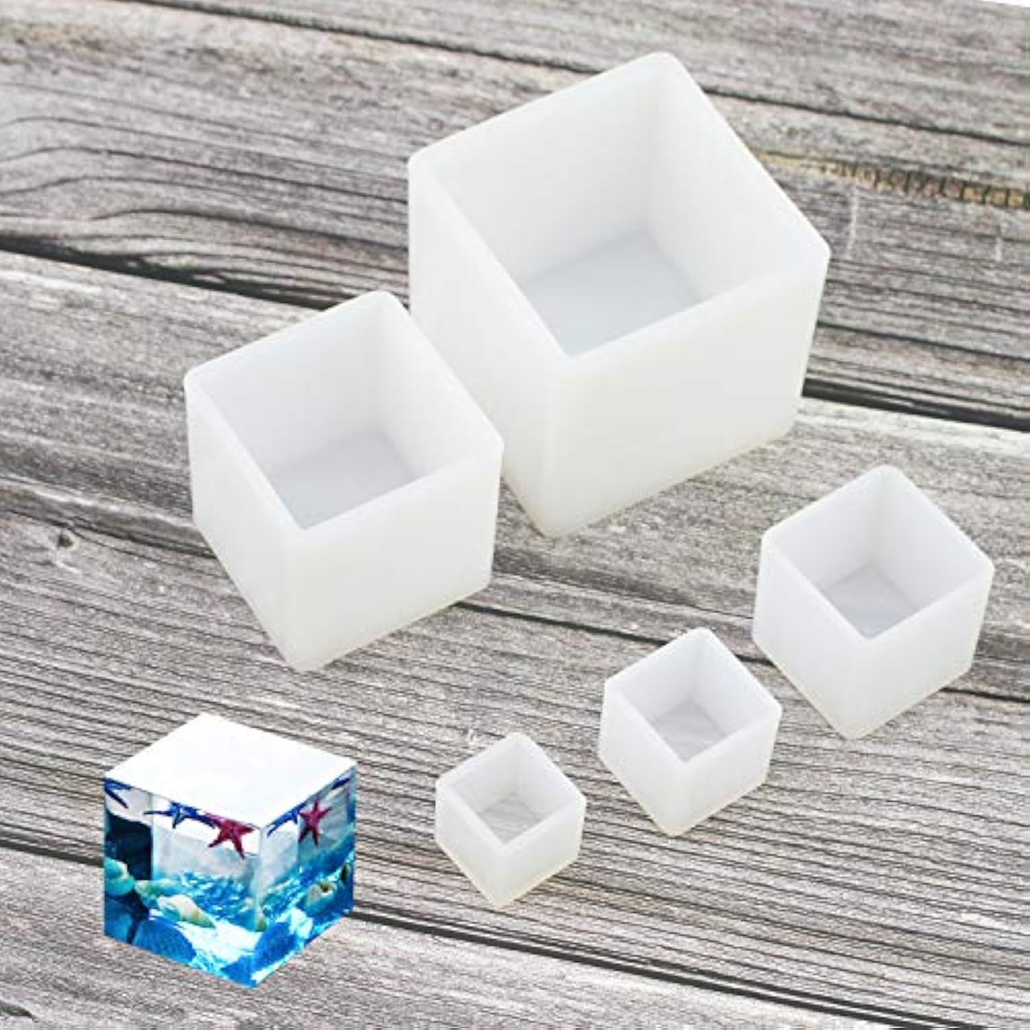 Premium Square Silicone Resin Molds for DIY Crafts - Set of 5 Cube Casting Molds for Epoxy Resin, Jewelry Making, and Home Decor Projects | Perfect for Resin Art, Geode Creations & Gift Making
