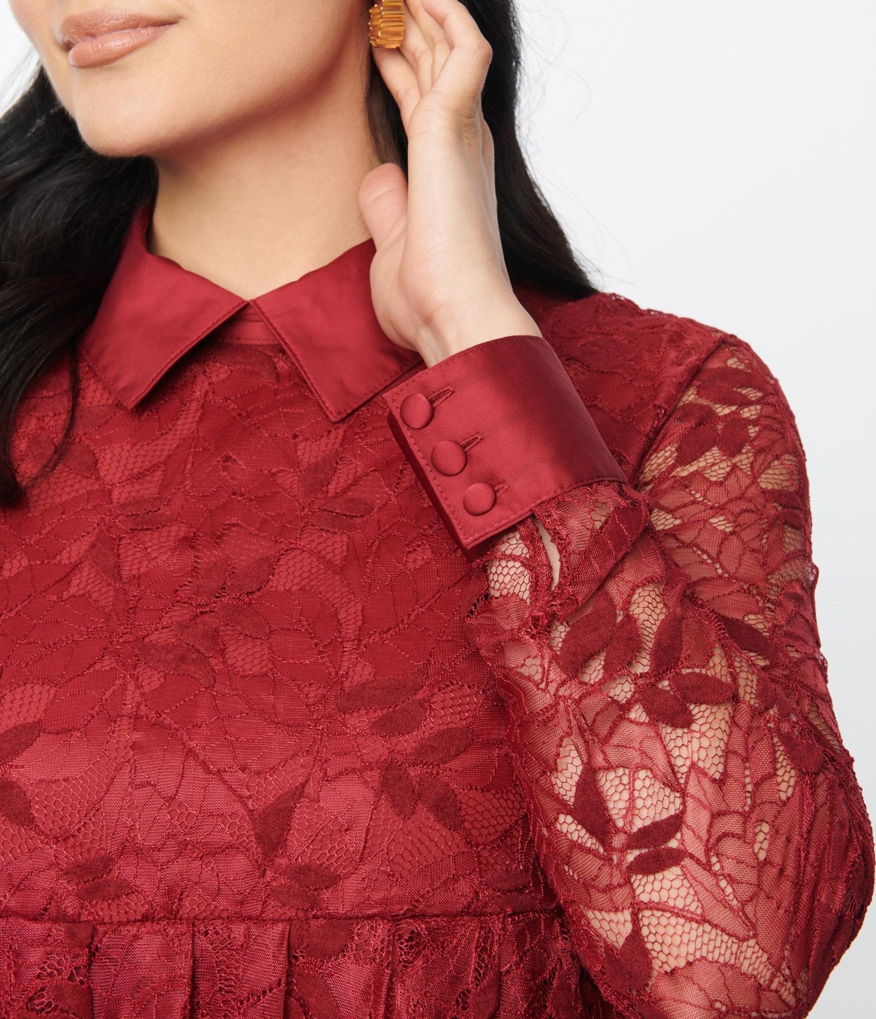 Vintage Burgundy Lace Peggy Babydoll Dress - Retro 1950s Style Flared Swing Dress for Women | Perfect for Cocktail Parties, Date Nights & Special Occasions