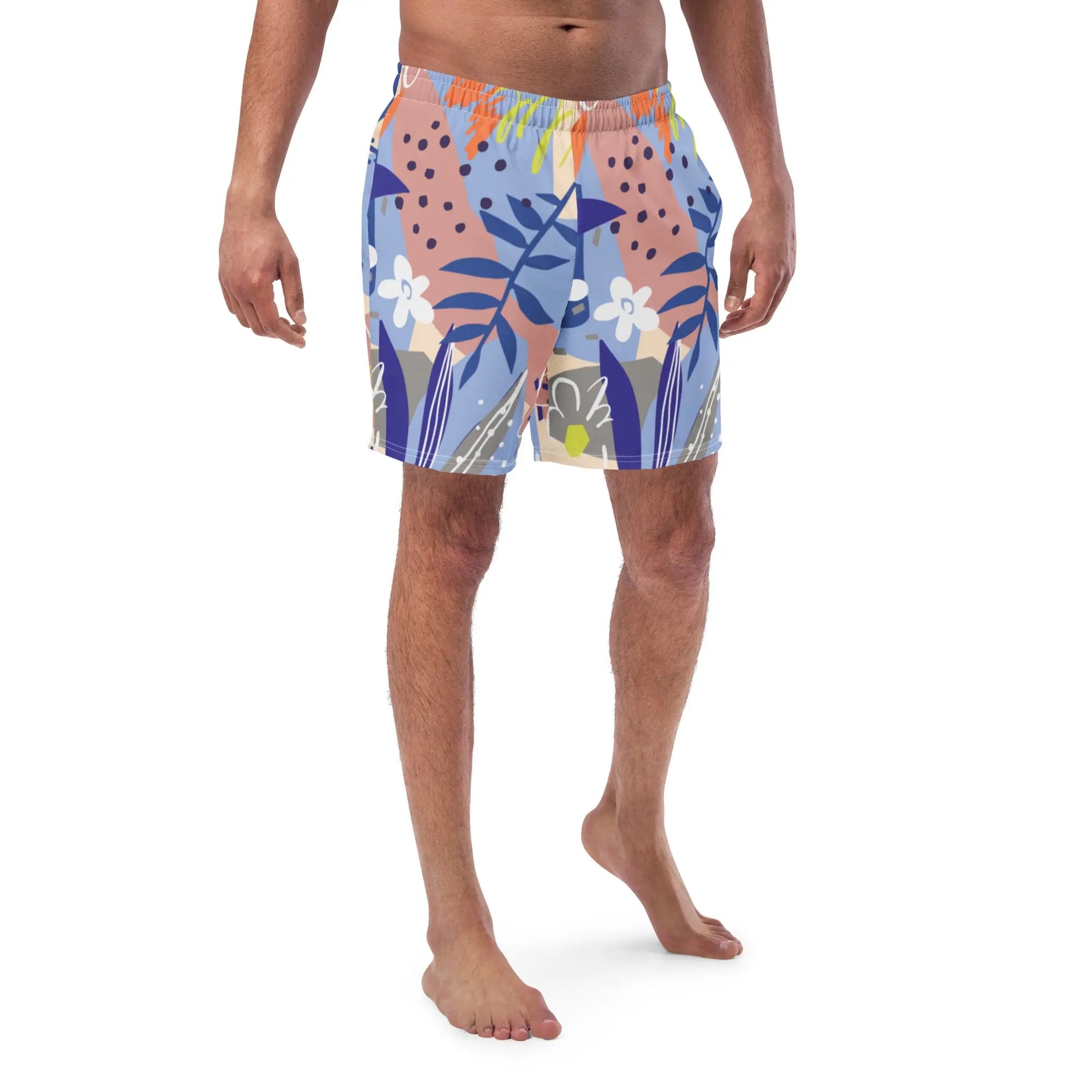 Men's Floral Swim Trunks - Quick Dry Beach Shorts for Swimming, Surfing & Summer Vacations