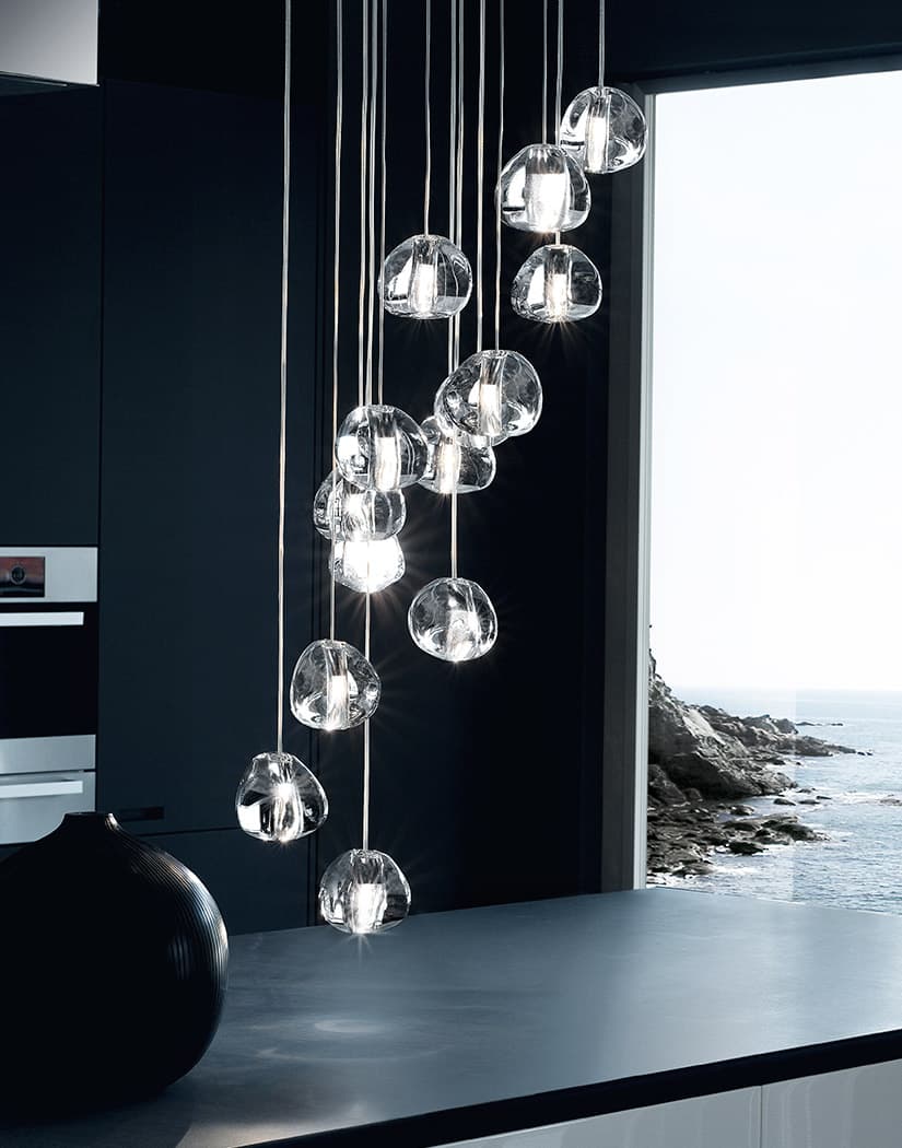 Elegant Crystal Pendant Light - Modern Chandelier for Dining Room, Bedroom & Living Room Decor - Dimmable LED Hanging Lamp for Home & Office Lighting