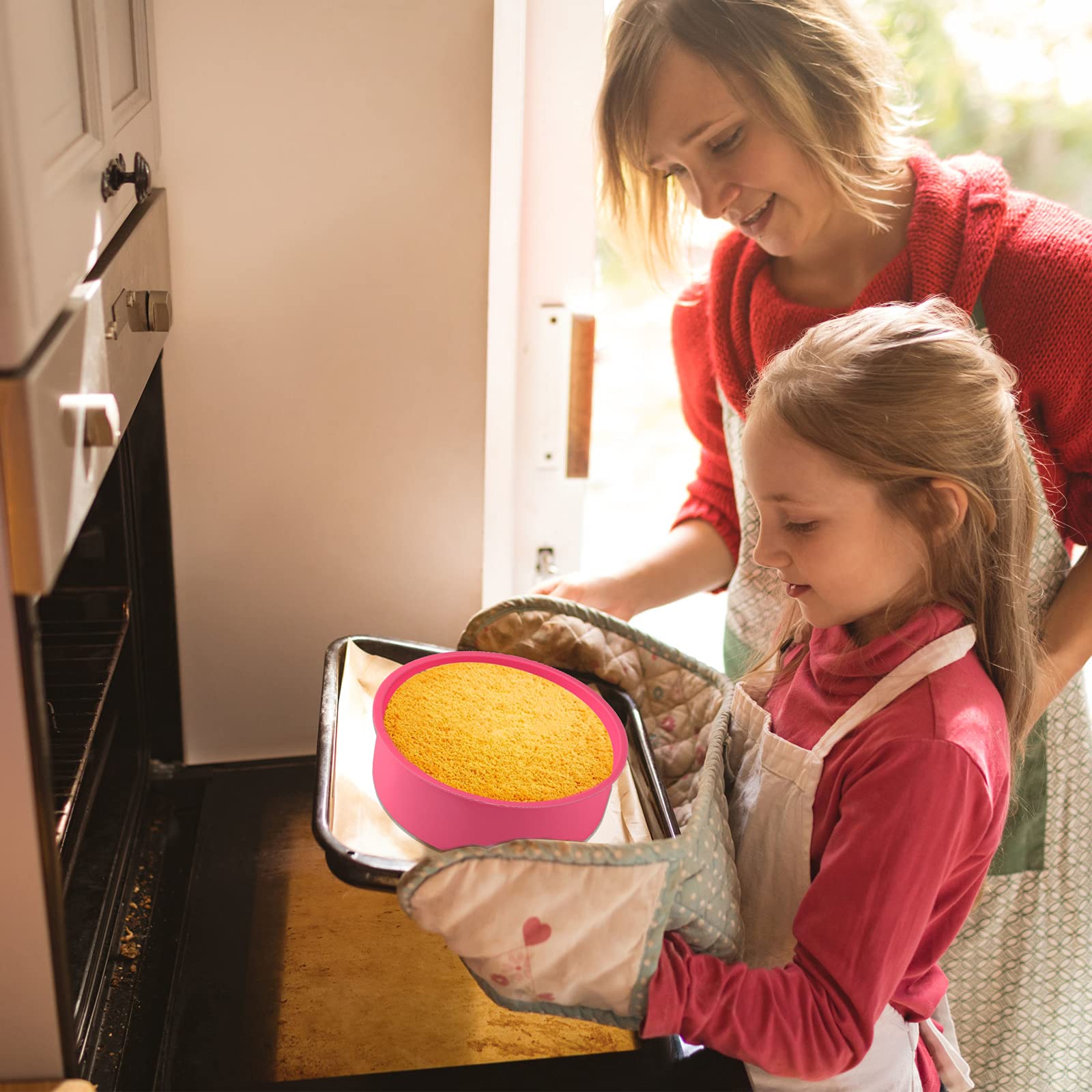 4-Piece Non-Stick Silicone Cake Pan Set - 8 Inch Round Baking Molds for Layer Cakes, Rainbow Cakes & Chiffon Cakes | Reusable, BPA-Free & Dishwasher Safe | Perfect for Birthday Parties, Wedding Cakes & Home Baking