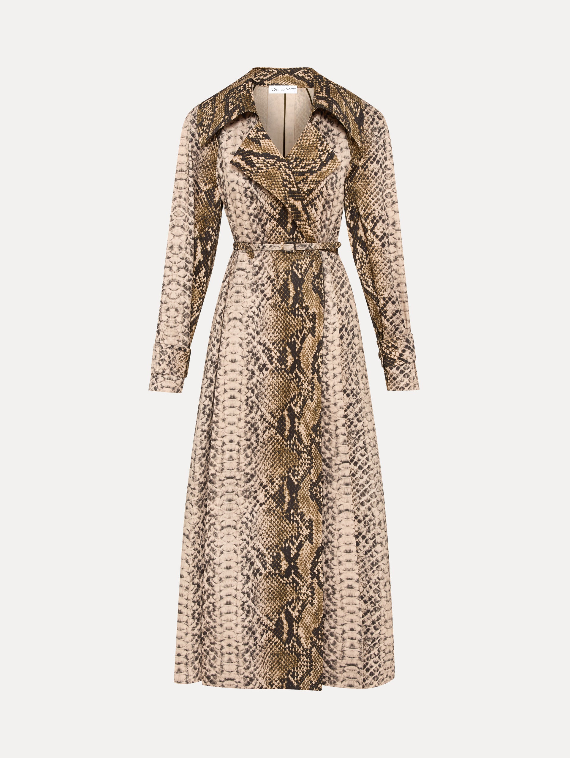 Stylish Snake Print Cotton Trench Coat for Women - Fashionable Water-Resistant Long Coat for Fall & Winter - Perfect for Office, Dating & Outdoor Activities