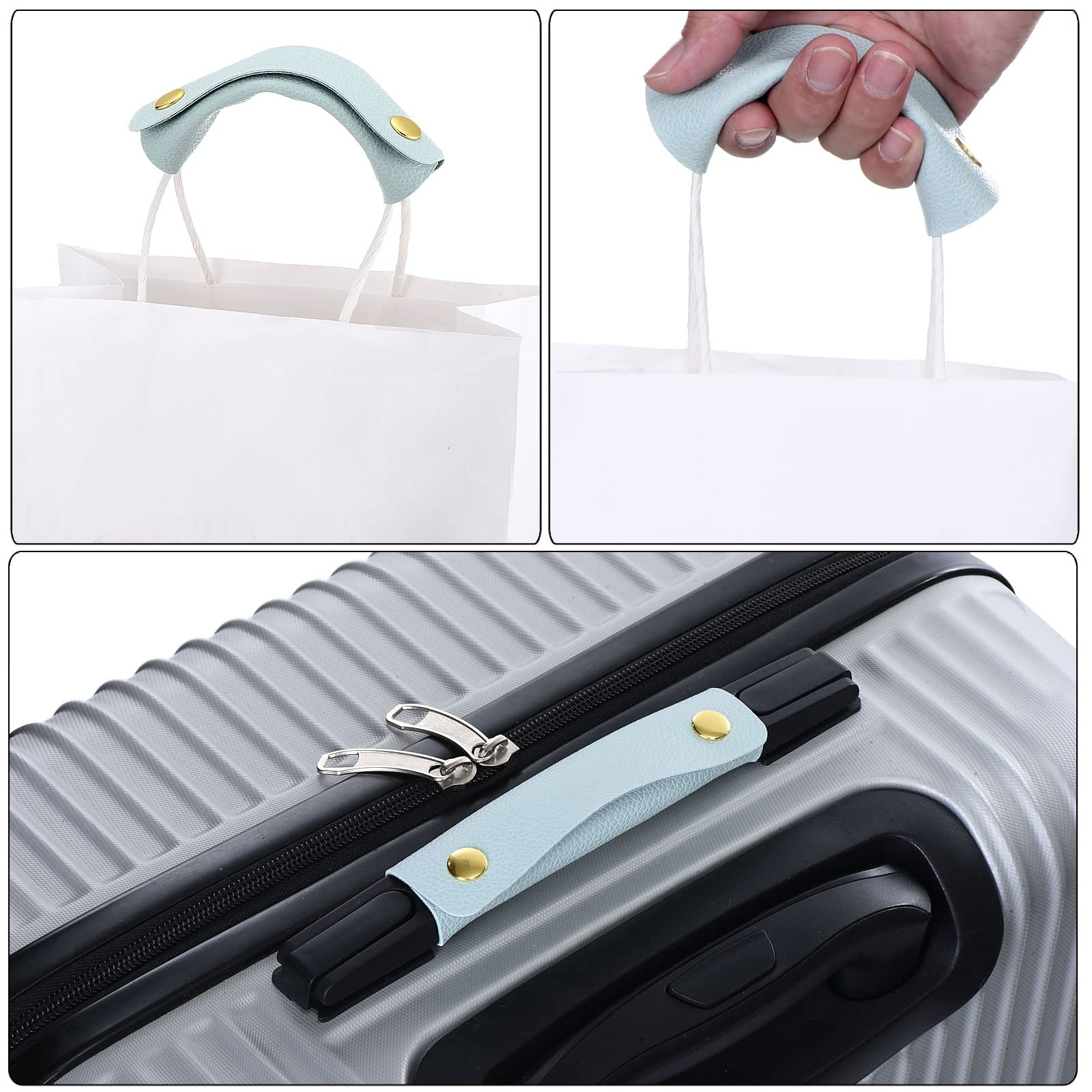 PATIKIL 2 Pack PU Leather Luggage Handle Wrap - Suitcase Grip Cover Protector with Secure Clasp for Travel & Grocery Bags (Brown) - Ideal for Airport Travel, Commuting & Shopping Trips