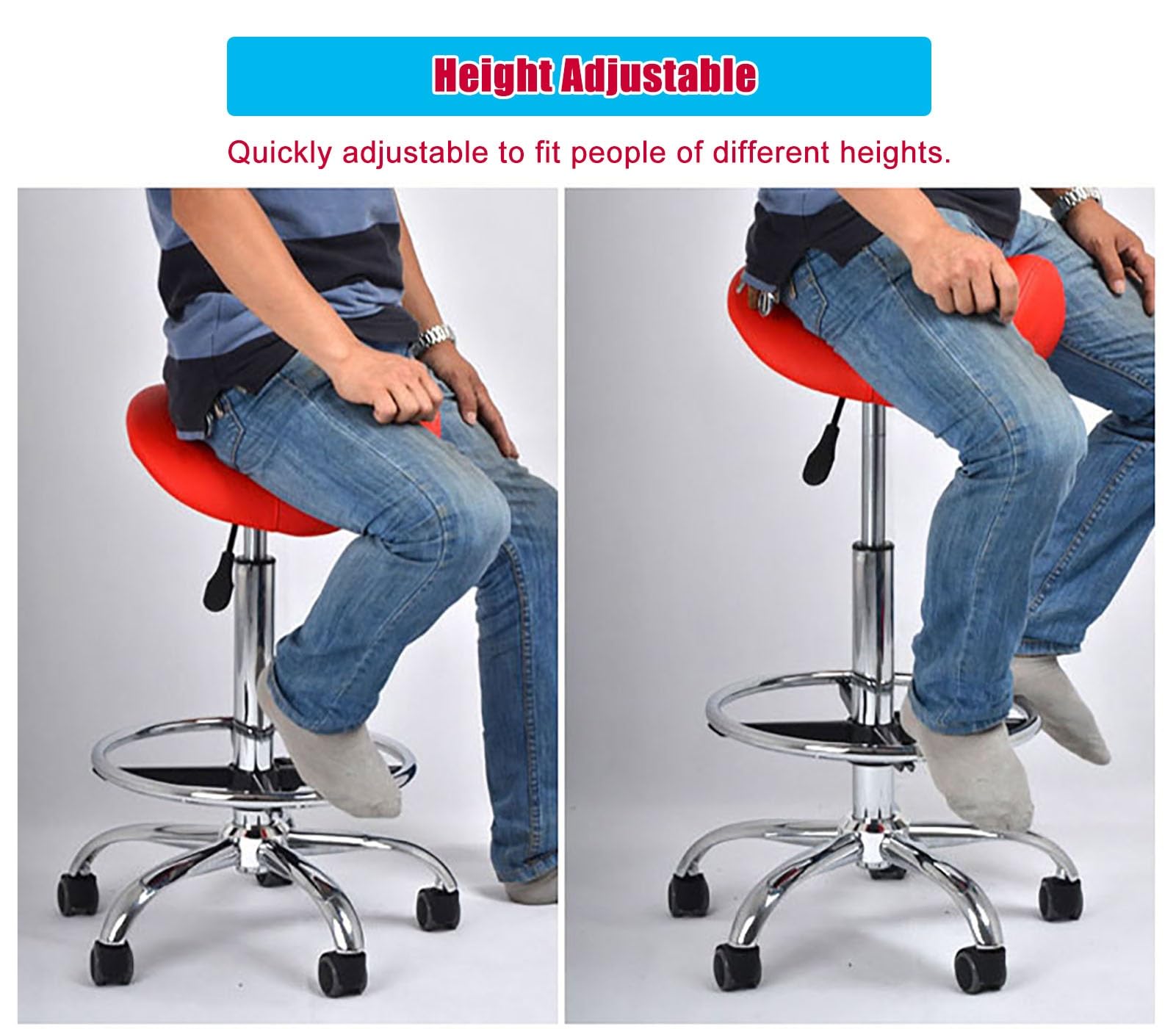 Extra Tall Red Saddle Seat Chair 24