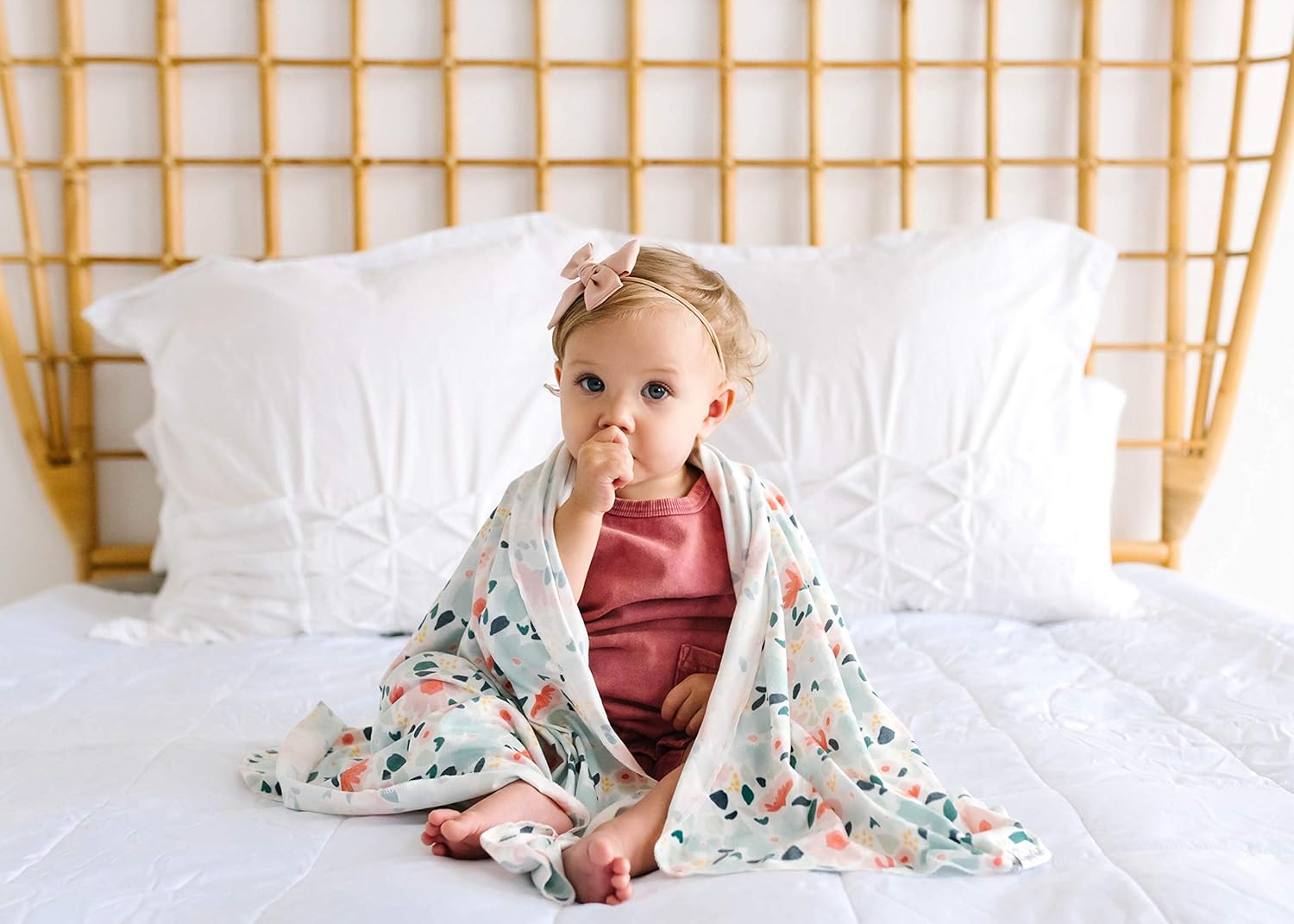 Copper Pearl Knit Swaddle Blanket - Soft Baby Wrap for Newborns & Infants - Leilani Pattern - Perfect for Swaddling, Nursing & Stroller Use