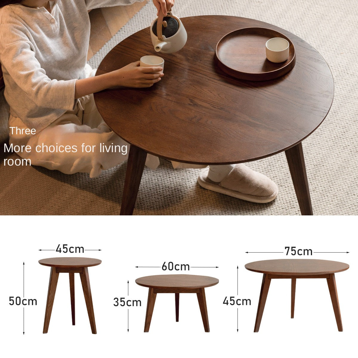 Solid Walnut Round Coffee Table - Natural Wood Dining Table for Living Room, Office, or Lounge - Stylish and Durable Home Decor