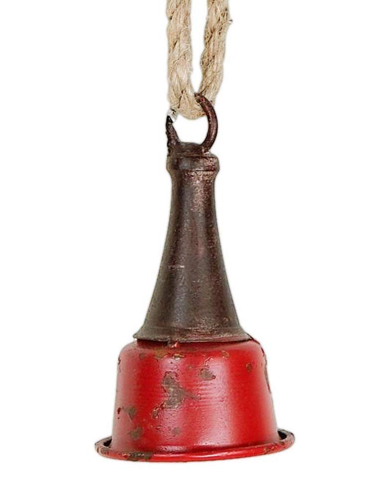 Vintage Rustic Red Metal Bell Ornament - Handmade Decorative Hanging Bells for Christmas Tree, Home Decor, Garden, and Wedding Decorations