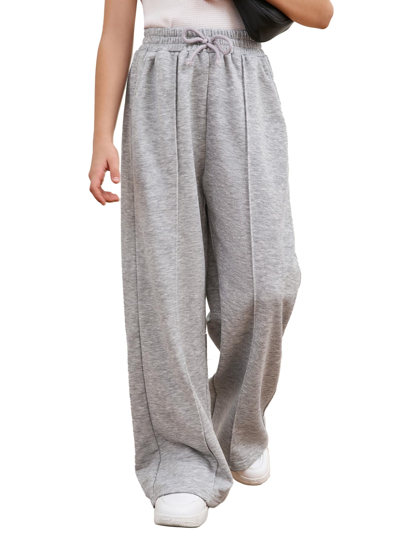 COZYEASE Girls' Wide Leg Sweatpants - Elastic Waist with Drawstring, Straight Leg Baggy Jogger Pants with Pockets | Casual Loungewear, School, Sports & Streetwear Outfits