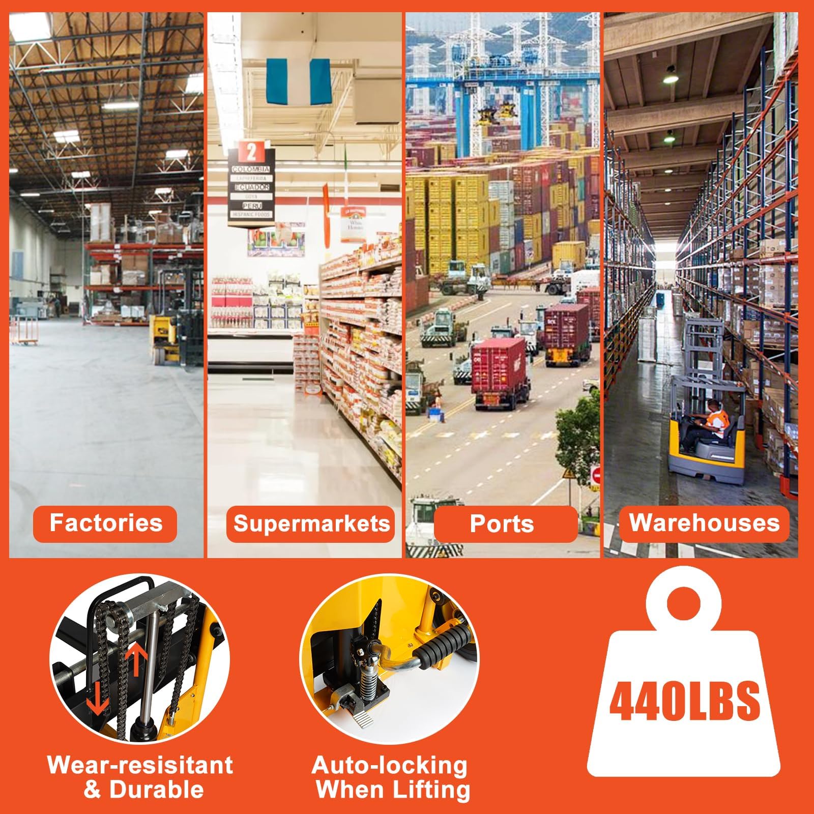 Foldable Hydraulic Pallet Lift Truck - 450 lbs Capacity Manual Stacker with Adjustable Forks & Fixed Legs | 36
