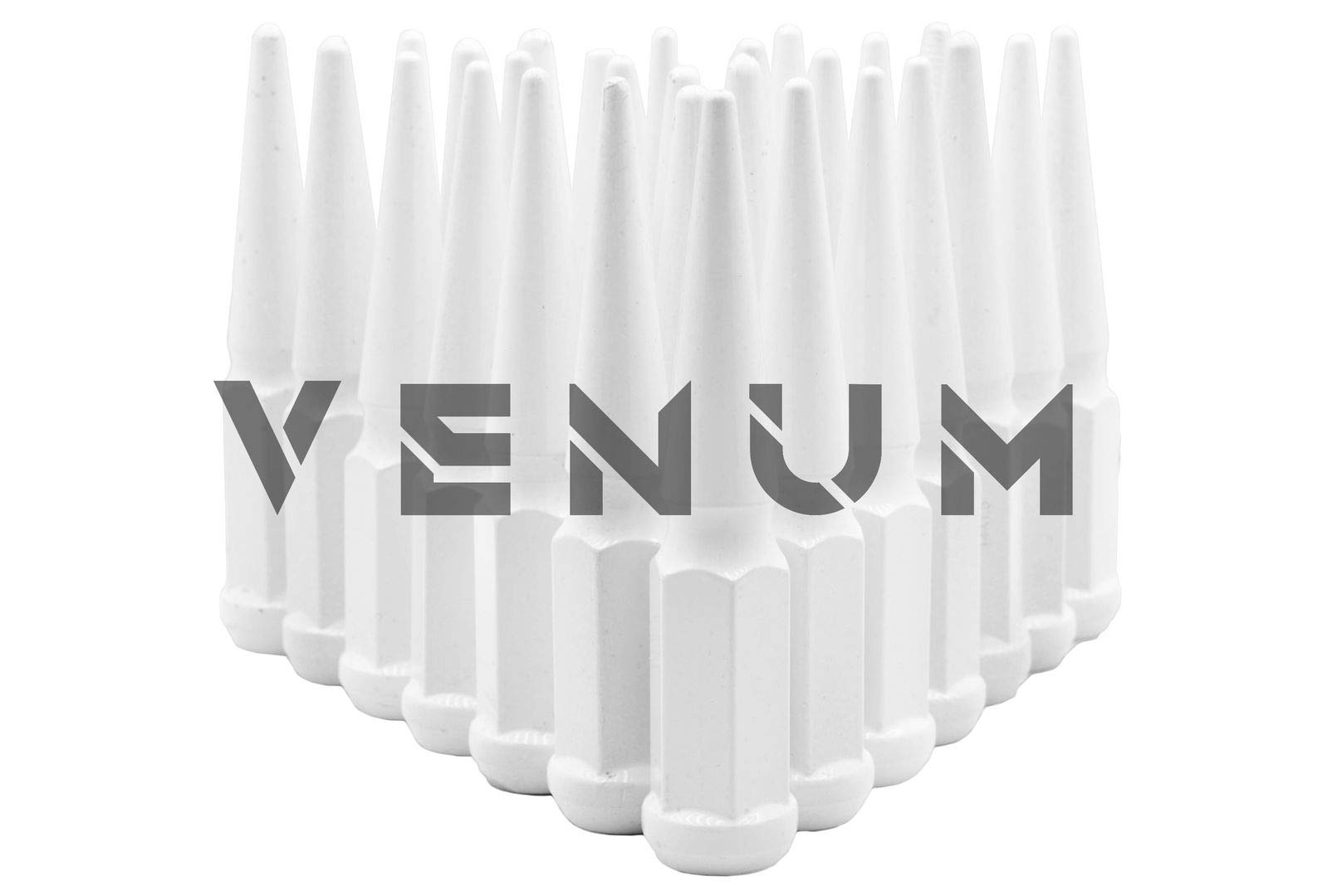 20 Pcs M14x1.5 White Spike Lug Nuts - Powder Coated 4.5