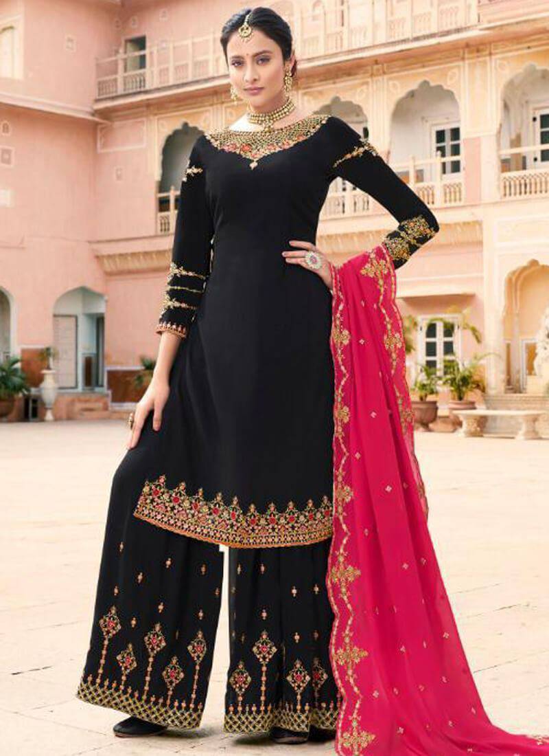 Elegant Black Soft Georgette Palazzo Dress for Women - Flowy Maxi Dress for Summer, Beach, Party & Special Occasions
