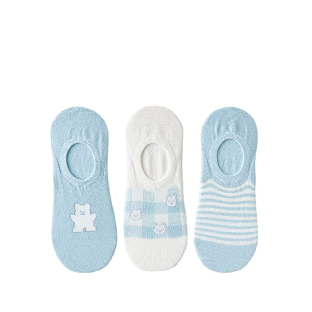 Women's Thin Cotton Boat Socks 3 Pairs - Non-Slip Silicone for Summer Wear