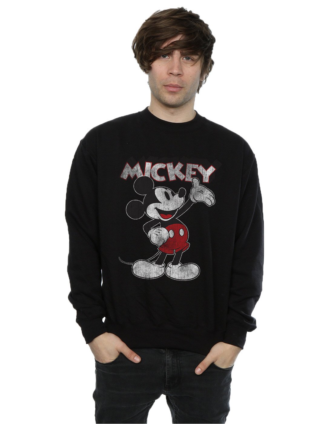 Disney Mickey Mouse Graphic Sweatshirt for Men - Large Size, Black - Casual Wear, Gifts, Theme Parks & Disney Fan Apparel